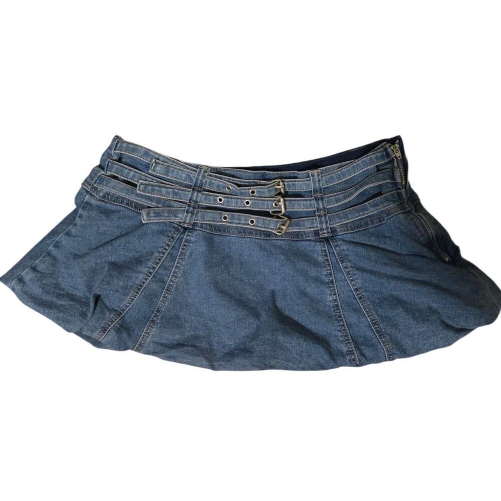 Y2k buckle denim bubble mini
